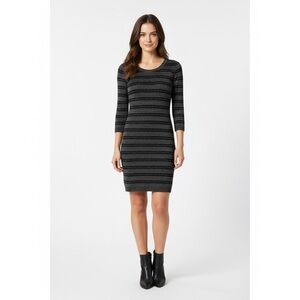 Club Monaco bodycon striped metallic round hem dress size XS stretch wool blend